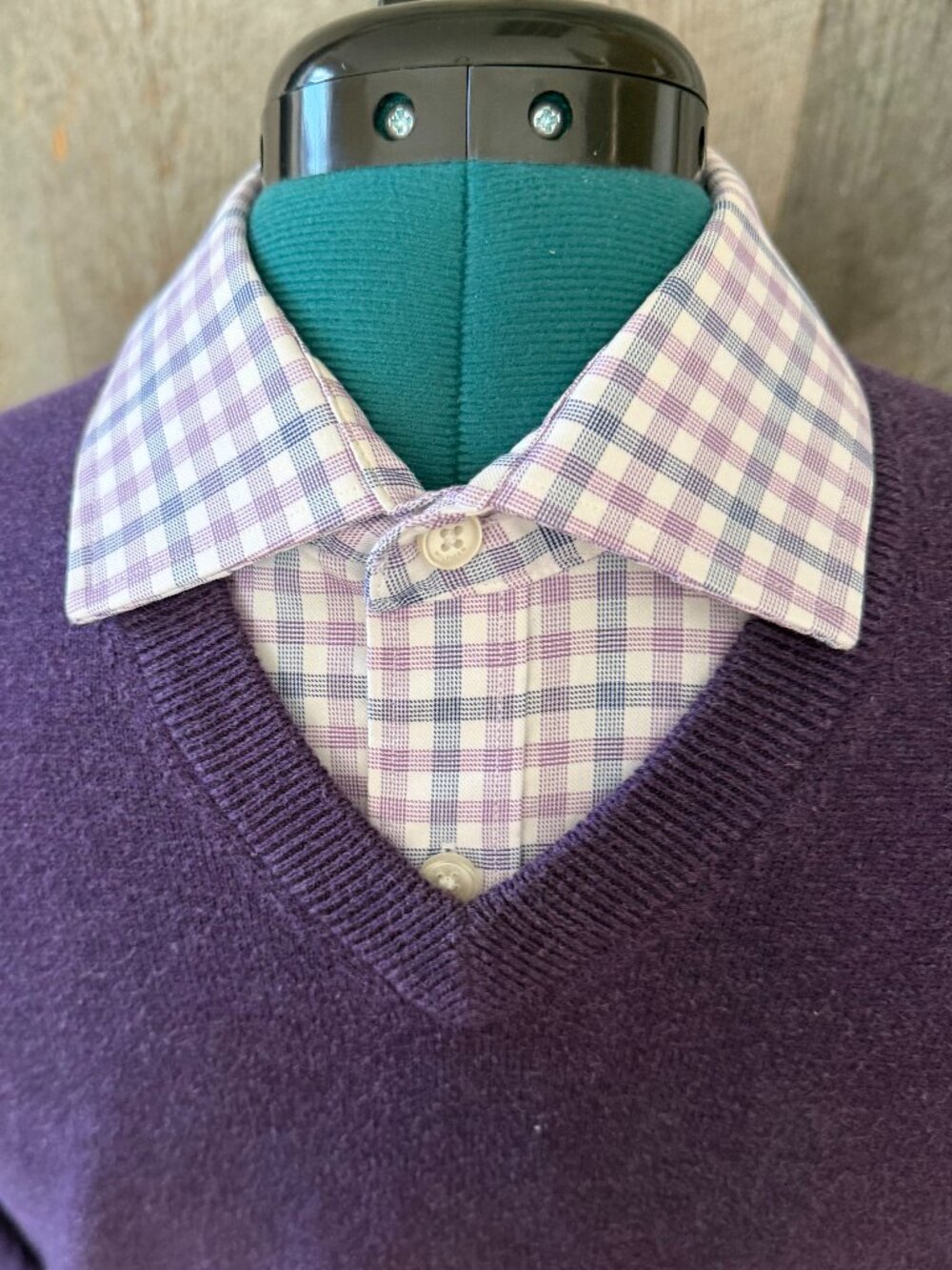 Sweater and Collared Shirt Combo - Purple and Size Large